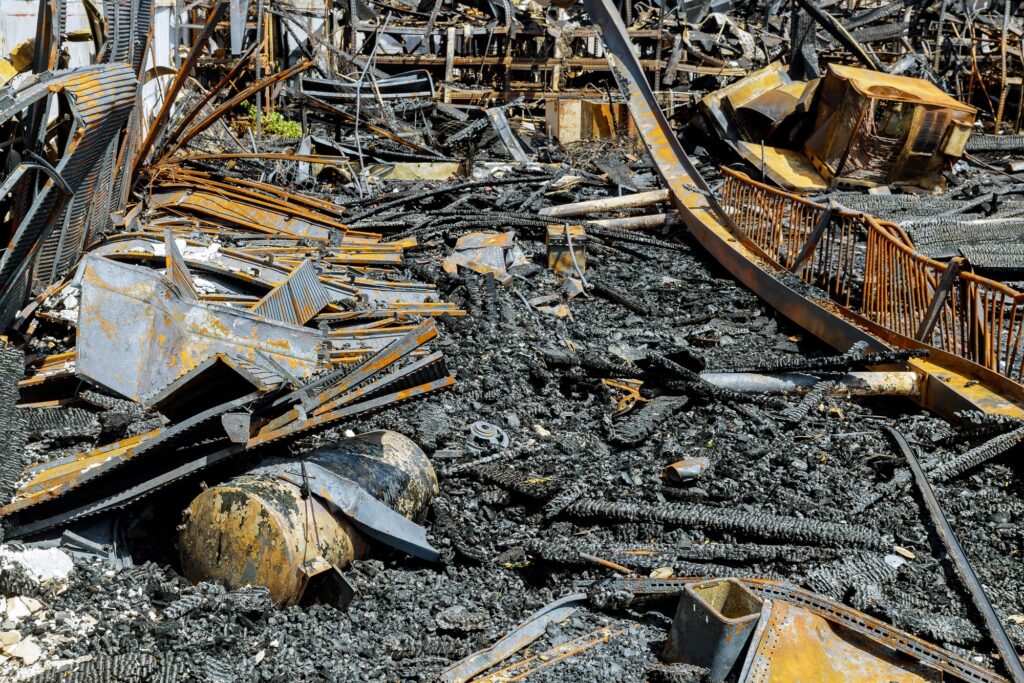 Post woolsey fire in near residential buildings fire burnt landscape in California